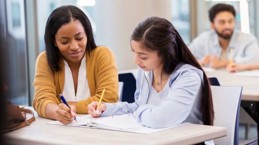Tutor works with college student