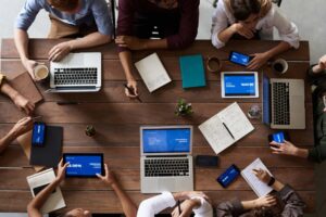 Group of people working on a table